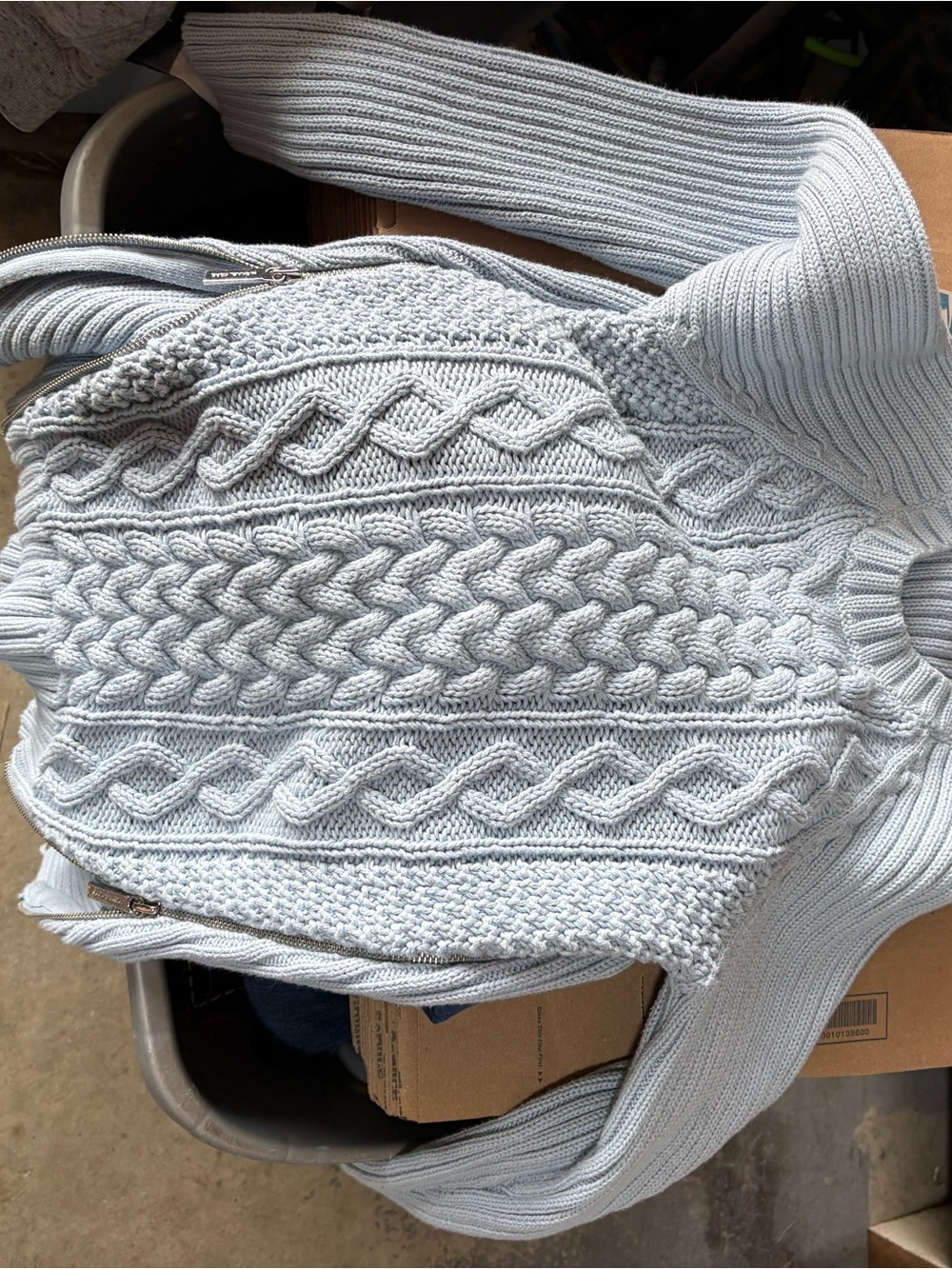 Michael Kors Pale Blue Cable Knit Crewneck Sweater